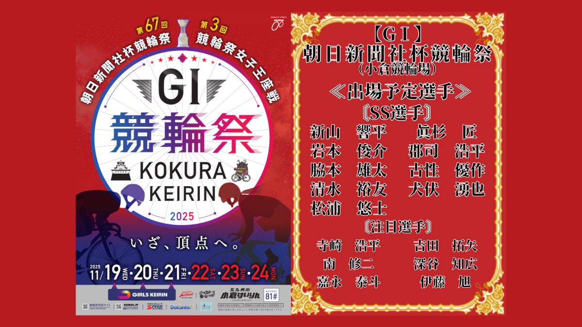 小倉競輪【GⅠ】朝日新聞社杯競輪祭＆競輪祭女子王座戦